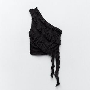 Zara pleated asymmetrical black top